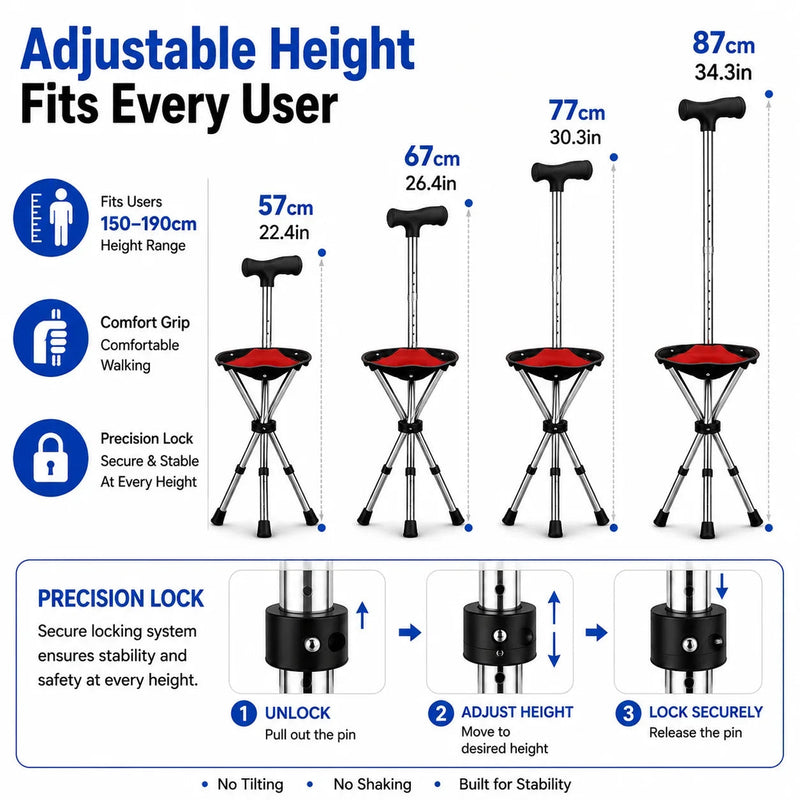 CanexMate Walking Stick With Seat